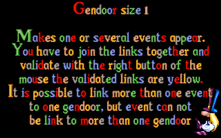 Help screen for Gendoor Size 1